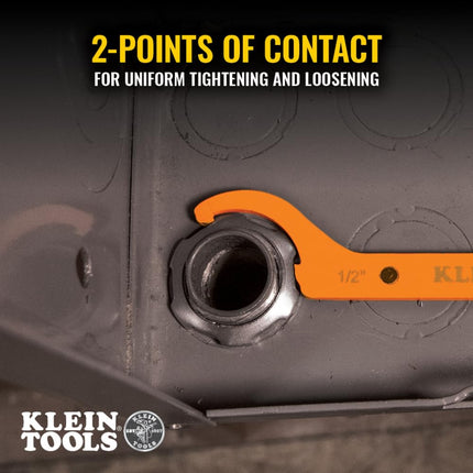 KLEIN TOOLS 50901R Conduit Locknut Wrench Set, 1/2, 3/4 and 1-Inch, Straight Compact Alloy Steel Design Tightens and Loosens Locknuts in Tight Spaces, 3-Piece