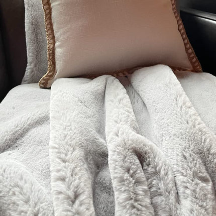 ORINOVA Faux Rabbit Fur Rug Washable Runner Rugs for Bedroom Grey Fluffy for Living Room Non Slip Faux Fur Rug for Hallway 60x180cm