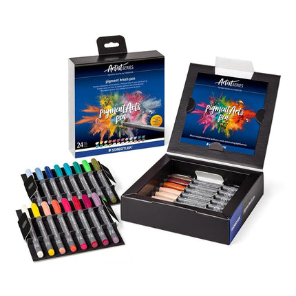 STAEDTLER 371 C24-1 Pigment Arts Brush Pen - Assorted Colours (Pack of 24)