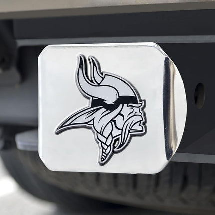 Minnesota Vikings NFL Chrome Metal Hitch Cover with Chrome Team Logo by FANMATS - Unique Team Logo Molded Design – Easy Installation on Truck, SUV, Car - Ideal Gift for Die Hard Football Fan