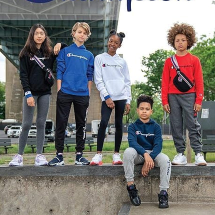 Champion Boys Hoodie for Kids Sweatshirt Fleece Youth Pullover With Hood, Signature Black, Large