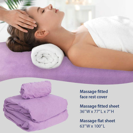 ForPro Premium Flannel 3-Piece Massage Sheet Set, Cool Grey, Stain and Wrinkle-Resistant, Includes Flat and Fitted Sheet and Face Rest Cover