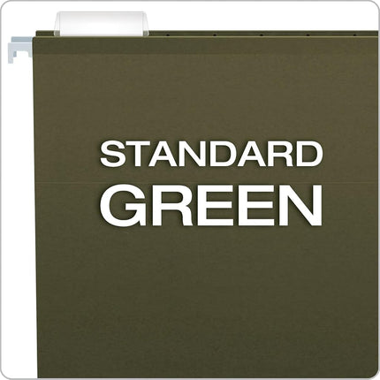 Pendaflex Hanging File Folders Letter Size - 100 Pack of Green File Folders - 1/5 Cut Tabs - Adjustable Tabs - Bulk File Folders for Filing Cabinet with Tabs - Manilla File Folders 8.5 X 11