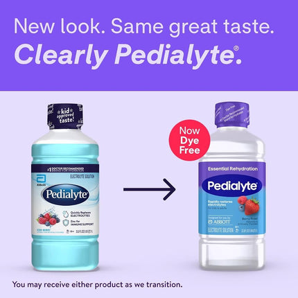 Pedialyte Electrolyte Drink, Hydration Drinks for Kids & Adults, Iced Berry, 1 Liter, Pack of 4