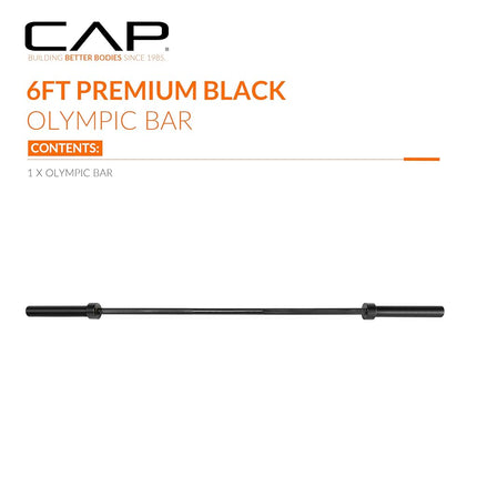 CAP 24lb 6ft Olympic Barbell, Black, Strength Training