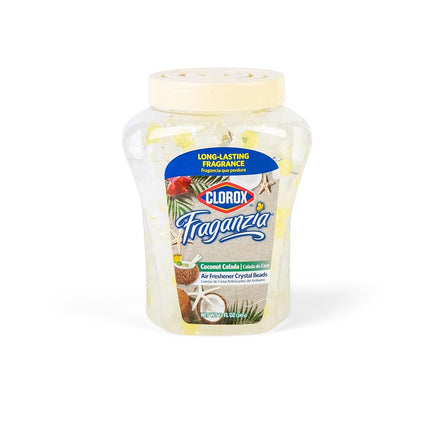 Clorox Fraganzia Ambientador Perlas de Cristal Coco Colada 340g | Perlas Ambientadoras de Larga Duración 340 gramos | Frasco Ventilado Fácil de Usar para el Hogar, Baños, Armarios, Coche u Oficina