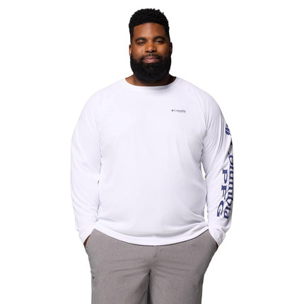 Columbia Men's Terminal Tackle Long Sleeve Shirt, White/Nightshade Logo, 1X