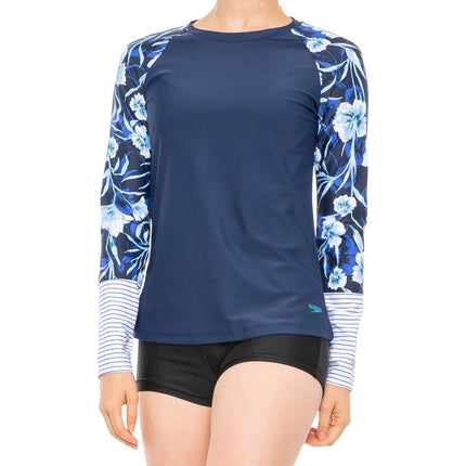Speedo Women's Uv Swim Shirt Long Sleeve Rashguard, Navy, Medium