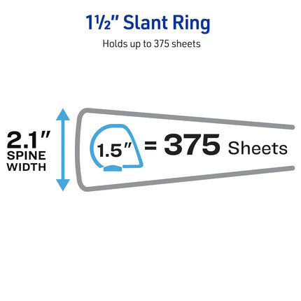 Avery Durable View 3 Ring Binders, 1.5 Inch Slant Rings, 375-Sheet Capacity, DuraHinge, 2.1 Inch Wide Spine, Customizable Clear Covers and Spine, Dark Colors (4-Pack of 05622)