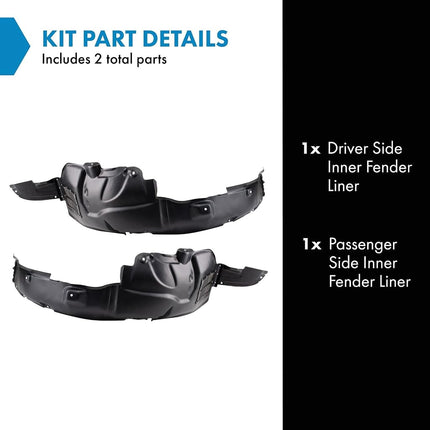 TRQ Inner Fender Liner Set Compatible with 2009-2010 Kia Optima