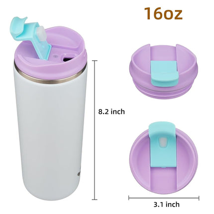 Konokyo Tumbler with Lid, 16 oz Travel Coffee Mug Double Wall Vacuum Stainless Steel Thermal Metal Cup Insulated Water Bottle,Haze Ash