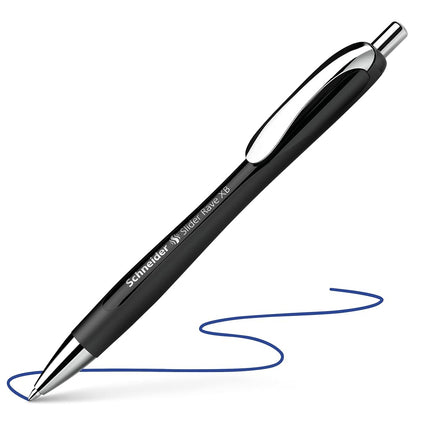 Schneider® Limited Edition Slider Rave Black, XB (Extra Broad) Ballpoint Pen, Refillable + Retractable, 1.4 mm, Black Barrel, Blue Ink, Box of 5 Pens (132511)