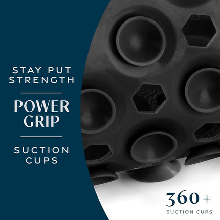 SlipX Solutions Power Grip Extra Long Bath Tub & Shower Mat 39x16, Wet Floor Non-Slip for Elderly & Kids Bathroom, 30% Longer Bathtub Mats, Over 200 Suction Cups, Drain Holes (1, Solid Black)