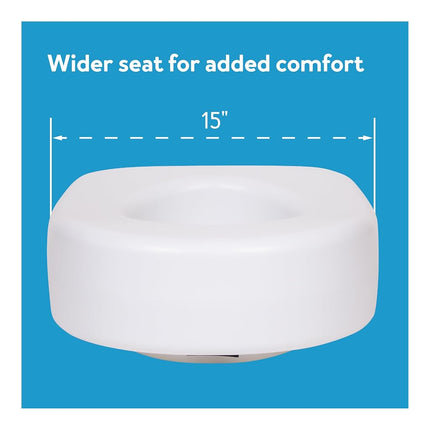Carex Raised Toilet Seat, Adds 5 Inches of Height to Toilet, 300 Pound Weight Capacity, Slip-Resistant Rubber Pads