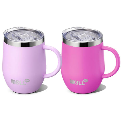 Mollcity 12 oz Tumbler with Handle and Straw-2 Pac