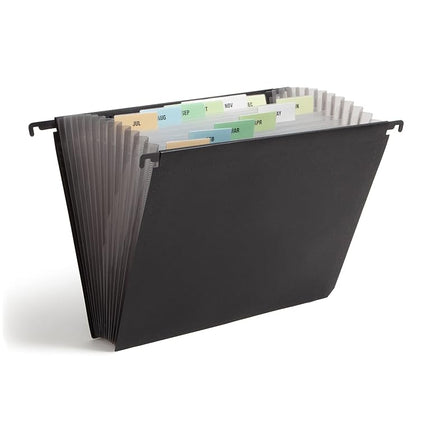 Smead Poly Hanging Expanding File, 12 Dividers, Letter Size, Black (65125)