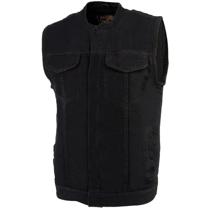 Gilet Club en jean pour homme Milwaukee avec bouton-pression et fermeture éclair dissimulés (noir, petit)