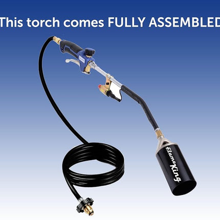 Flame King Propane Torch Kit Heavy Duty Weed Burner, 340,000 BTU with Piezo Igniter (Self Igniting), with 6 ft Hose Regulator Assembly