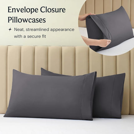 LuxClub 6 PC Sheet Set Bamboo Sheets Deep Pockets 18" Eco Friendly Wrinkle Free Sheets Hypoallergenic Anti-Bacteria Machine Washable Hotel Bedding Silky Soft - Grey Full
