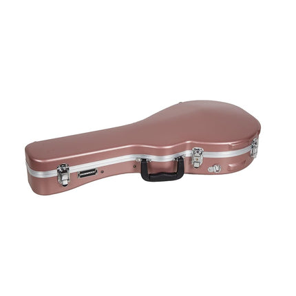 Crossrock F-Style Mandolin Case | ABS Molded Hardshell with Security Lock, Metal Feet, and Detachable Straps-Rose Gold (CRA862MFRG)