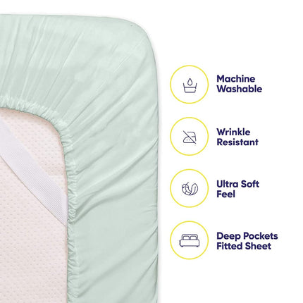 Sweet Home Collection Quality Deep Pocket Bed Sheet Set-2 Extra Pillow Cases, Value, Twin XL, Mint, 4 Piece