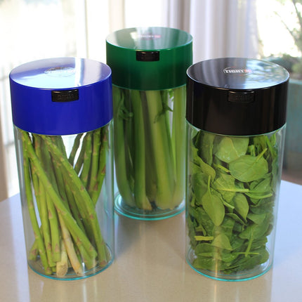 Tightpac America, Inc. Tightvac - 5oz to 24 Ounce - Patented Airtight Container | Multi-use Vacuum Container Works as Smell Proof Containers for Herbs and Dry Goods. Blue Clear