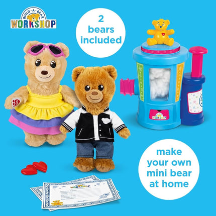 Casdon Build-A-Bear Workshop Stuffing Station - At-Home Build-A-Bear Stuffing Station with 2 x 9 Inch (22.9cm) Mini Bears - Pretend Play Toy for Children Aged 3+