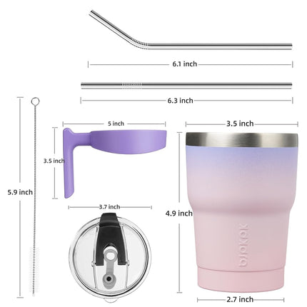 BJPKPK 10 oz Stainless Steel Insulated Tumbler Cups with Handle and Straw and Lid,Pastel Sunset