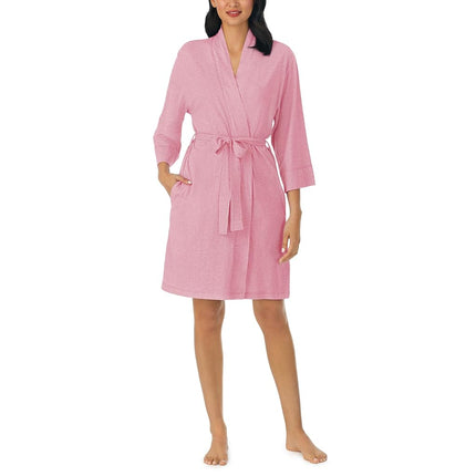 Nautica Robe de chambre douce pour femme - Longueur au-dessus du genou, manches 3/4, légère - Vêtement de nuit et de détente en jersey de coton, Rose chiné, M