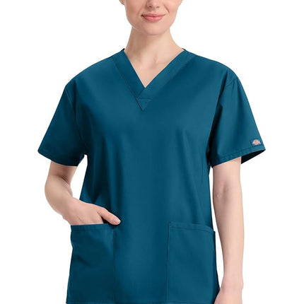 Dickies Women's EDS Signature Scrubs Jr. Fit V-Neck Top - Blue - XX-Large