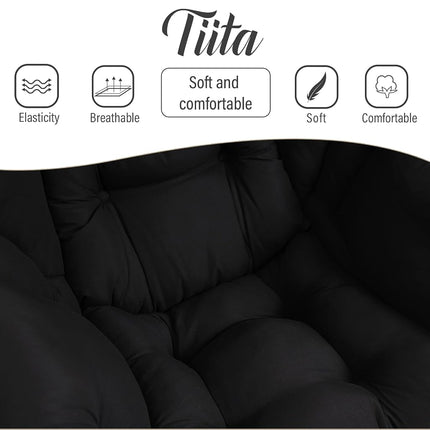 Tiita Lazy Chair with Ottoman, Modern Lounge Chair with Footrest,Black