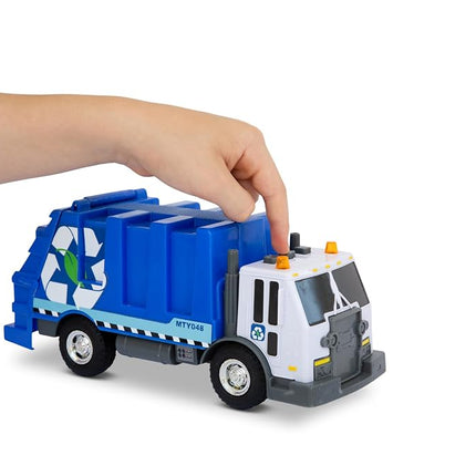 Mighty Fleet Rescue Force 12" Garbage Truck Toy – Realistic Lights & Sounds, Detachable Recycling Bin, Durable Free-Wheeling Design – Ages 3+