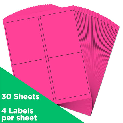 JAM PAPER Shipping Labels - Quarter Page - 101.6 x 127 mm (4" x 5") - Neon Pink - 120/Pack