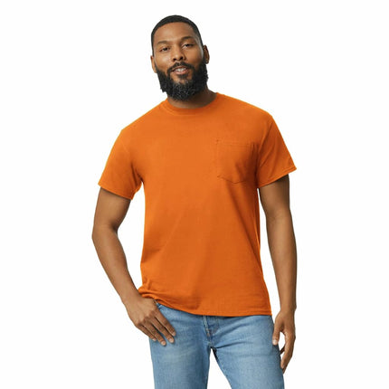 Gildan Adult Ultra Cotton T-Shirt with Pocket, Style G2300, 2-Pack, Safety Orange, S