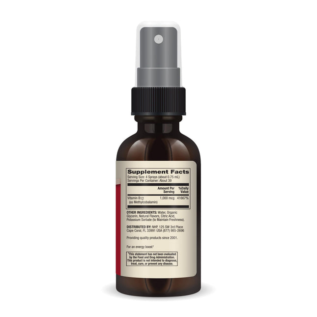 Dr. Mercola Méthyl B12 en vaporisateur, stimulant énergétique, 29 ml, 39 doses, 1 000 mcg par dose, supplément alimentaire, sans OGM