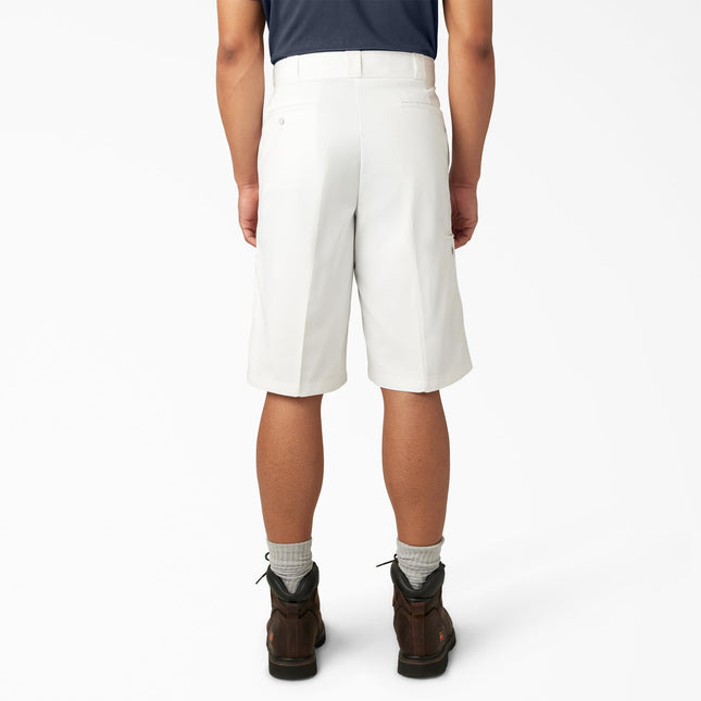 Pantalones cortos de trabajo deportivos Dickies de 13 pulgadas de ajuste holgado con múltiples bolsillos para hombre, blanco, W50 US