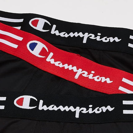 Champion Men's Boxer Briefs, Performance Stretch, Moisture Wicking, Multi-Pack, Regular Leg-Black-3 Pack, XXL (Pack of 3)