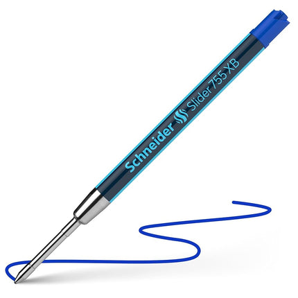 Schneider 175503 Ballpoint Pen Refill Slider 755 Indelible XB, Pack of 10 Blue