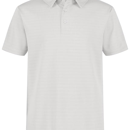 Nautica Boys' Active Short Sleeve Performance Embossed Striped Polo, White, 10-12