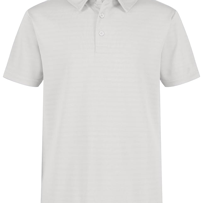Nautica Boys' Active Short Sleeve Performance Embossed Striped Polo, White, 10-12