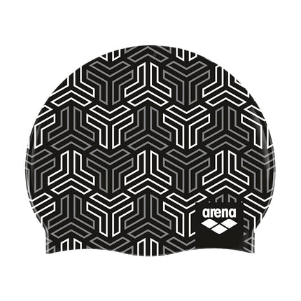 Arena Print 2 Bonnet de Bain en Silicone Mixte pour Adultes, Femmes et Hommes Entraînement Intensif Confortable Antidérapant pour Cheveux Longs, X