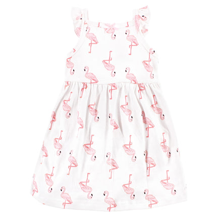Hudson Baby Baby Girls' Cotton Dresses, Flamingo Pineapple, 4T