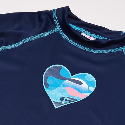 Kanu Surf Girls' Karlie Rash Guard UPF 50+ Sun Protection Short Sleeve Swim Shirt, Erin Navy, 10