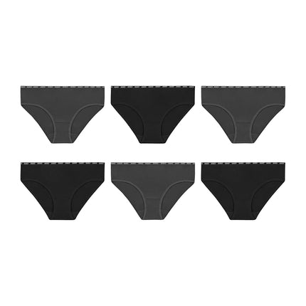 Hanes Girls' Big Moves Hipsters, Ropa Interior Transpirable Elástica para Adolescentes, X-Temp, Absorbe la Humedad, Paquete de 6, Negro/Gris, Negro/Gris, 16