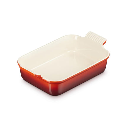 Fuente rectangular Le Creuset Heritage, cerámica de gres, 26 cm, 2,4 litros, color cereza, 71102260600001