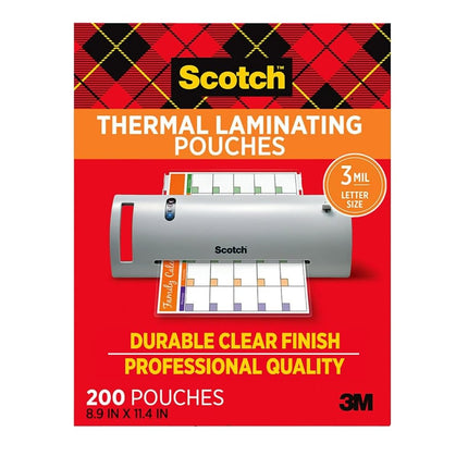 Scotch Thermal Laminating Pouches, 8.9 x 11.4-Inches, 3 mil thick, 200-Pack (TP3854-200)