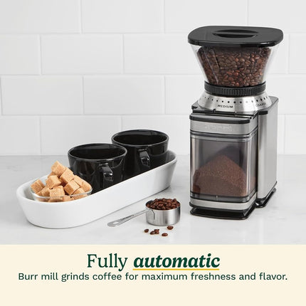 CUISINART Coffee Grinder, Electric Burr One-Touch Automatic Grinder with18-Position Grind Selector, Stainless Steel, DBM-8BKSP1, Black