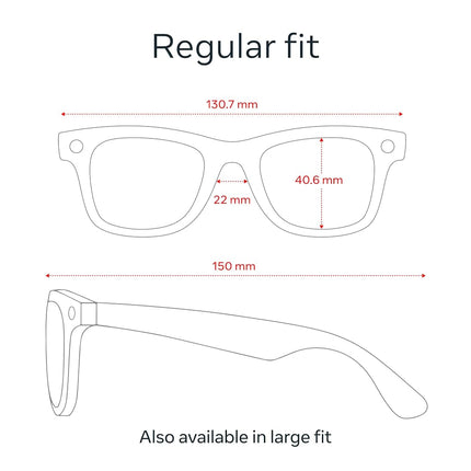Meta Ray-Ban Smart Glasses, Wayfarer, Matte Black/Polarised Gradient Graphite, Regular