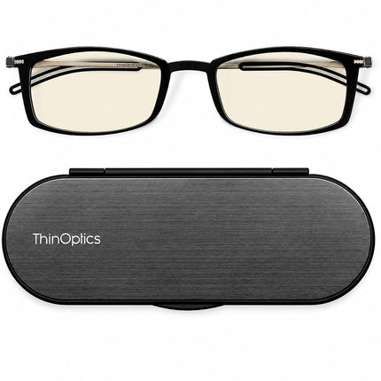 ThinOptics Blue Light Blocking Glasses 1.00, Black