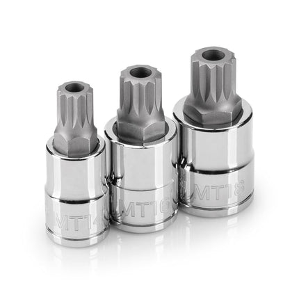 TEKTON 1/2 Inch Tamper-Resistant Triple Square Bit Socket Set, 3-Piece (MT14-MT18) | SHB92000